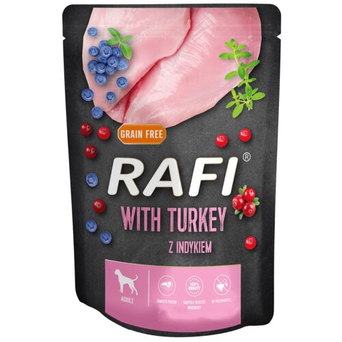 4 x Karma dla psa RAFI z indykiem, borówką i żurawiną 300 g