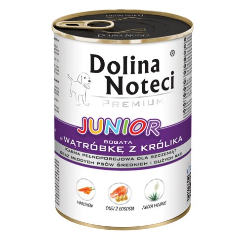 4 x Karma dla psa DOLINA NOTECI Premium Junior Wątróbka z królika 400 g