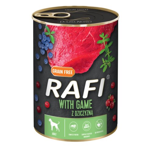 4 x Karma dla psa RAFI z dziczyzną, borówką i żurawiną 400 g