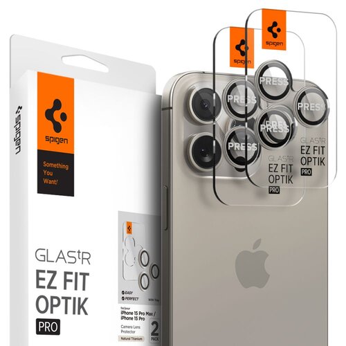 Szkło hartowane na obiektyw SPIGEN Optik.Tr Ez Fit do Apple iPhone 14 Pro/Pro Max/15 Pro/15 Pro Max Beżowy (2 szt.)