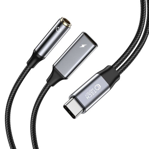 Adapter USB Typ-C - Mini Jack 3.5 mm/USB Typ-C TECH-PROTECT UltraBoost Czarny
