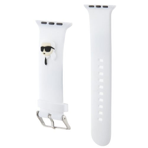 Pasek KARL LAGERFELD 3D Rubber Karl Head do Apple Watch (42/44/45/49mm) Biały