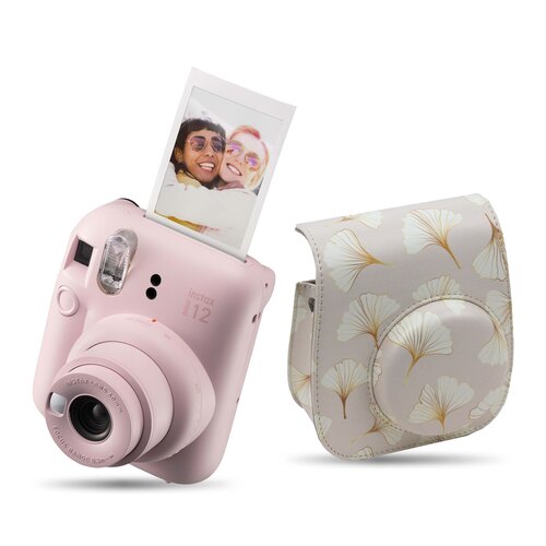 Aparat FUJIFILM Instax Mini 12 Różowy + Pokrowiec MODUS FujiFilm Instax Mini 12 Ginkgo