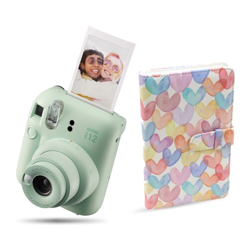 Aparat FUJIFILM Instax Mini 12 Zielony + Album MODUS Instax Mini Hearts T1670 J18