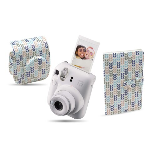 Aparat FUJIFILM Instax Mini 12 Biały + Pokrowiec MODUS FujiFilm Instax Mini 12 Shapes + Album MODUS Instax Mini Shapes T4757 J18