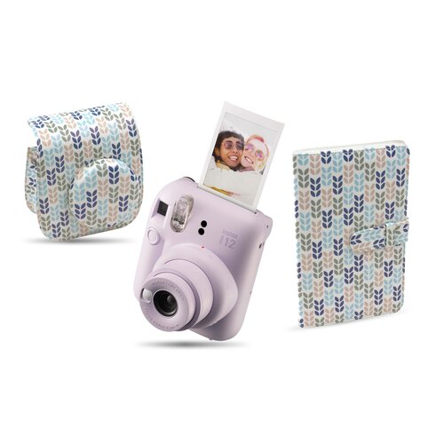 Aparat FUJIFILM Instax Mini 12 Fioletowy + Pokrowiec MODUS FujiFilm Instax Mini 12 Shapes + Album MODUS Instax Mini Shapes T4757 J18