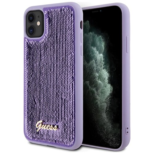 Etui GUESS Sequin Script Metal do Apple iPhone 11/Xr Fioletowy