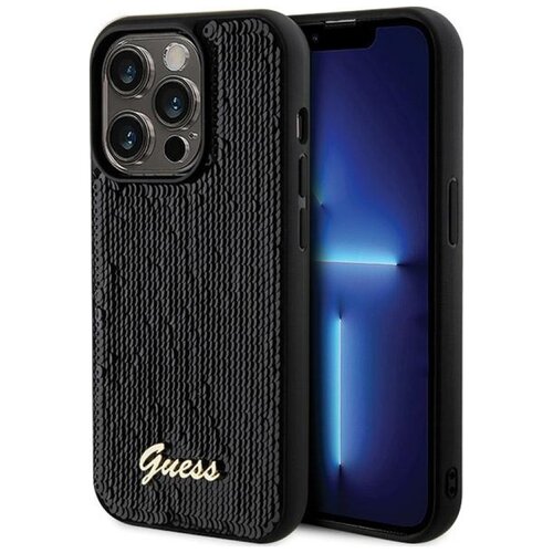 Etui GUESS Sequin Script Metal do Apple iPhone 13 Pro Max Czarny