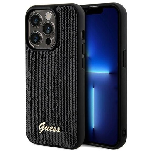 Etui GUESS Sequin Script Metal do Apple iPhone 14 Pro Max Czarny