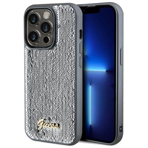 Etui GUESS Sequin Script Metal do Apple iPhone 14 Pro Max Srebrny