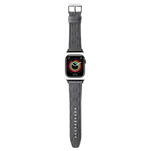 Pasek KARL LAGERFELD Saffiano Monogram do Apple Watch 42/44/45/49mm Srebrny