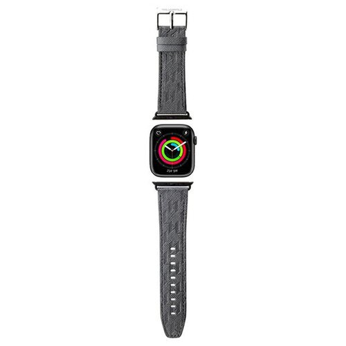 Pasek KARL LAGERFELD Saffiano Monogram do Apple Watch 38/40/41mm Srebrny