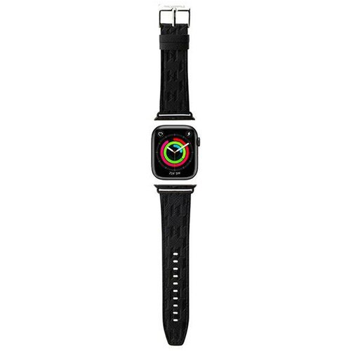 Pasek KARL LAGERFELD Saffiano Monogram do Apple Watch 42/44/45/49mm Czarny
