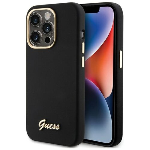 Etui GUESS Silicone Script Metal Logo & Frame do Apple iPhone 15 Pro Czarny