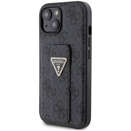 Etui GUESS Grip Stand 4G Triangle Strass Logo do Apple iPhone 15 Czarny