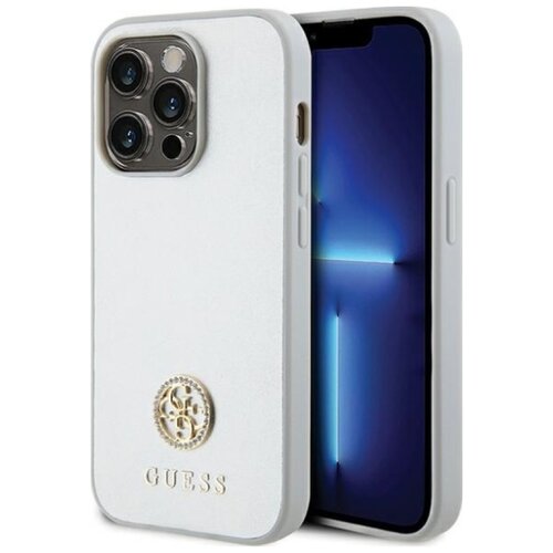 Etui GUESS 4G Strass Metal Logo do Apple iPhone 15 Pro Srebrny