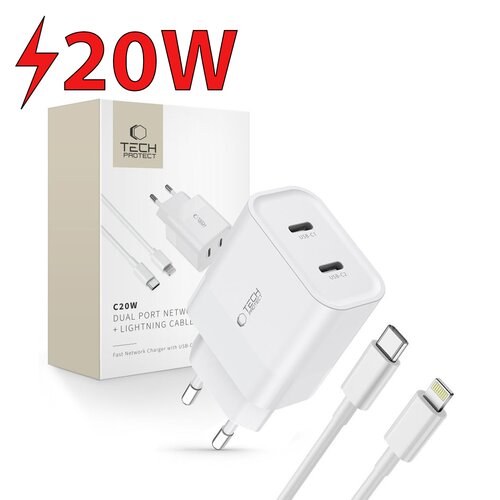 Ładowarka sieciowa TECH-PROTECT C20W PD20W Biały