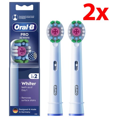 Oryginalna końcówka szczoteczki ORAL-B PRO 3D White (2 szt.) (Unikalna nakładka polerująca)