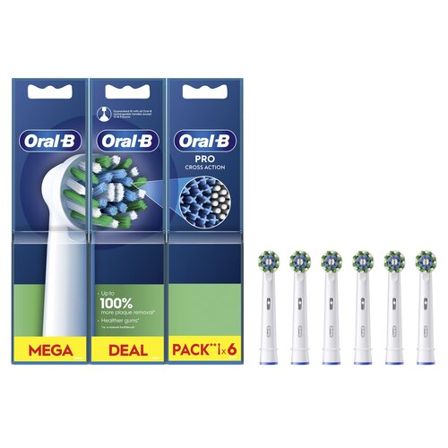 Oryginalna końcówka szczoteczki ORAL-B Pro Cross Action Biały (6 szt.) (Włókna w kształcie litery X usuwają więcej płytki)
