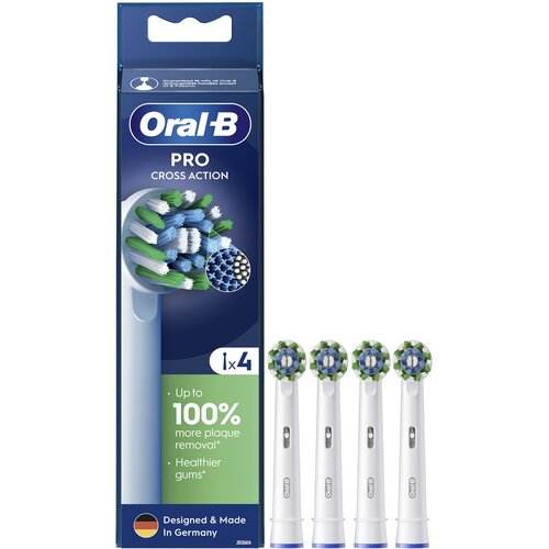 Oryginalna końcówka szczoteczki ORAL-B Pro Cross Action Biały (4 szt.) (Włókna w kształcie litery X usuwają więcej płytki)