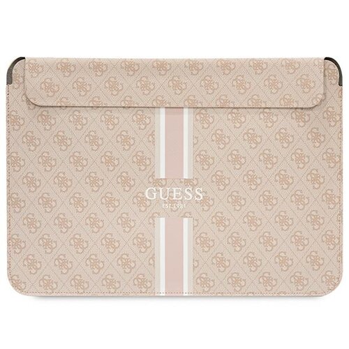 Etui na laptopa GUESS Sleeve 4G Printed Stripes 14 cali Różowy
