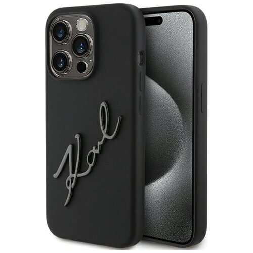 Etui KARL LAGERFELD Silicone Karl Script do Apple iPhone 15 Pro Czarny