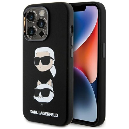Etui KARL LAGERFELD Silicone Karl & Choupette Heads do Apple iPhone 15 Pro Czarny