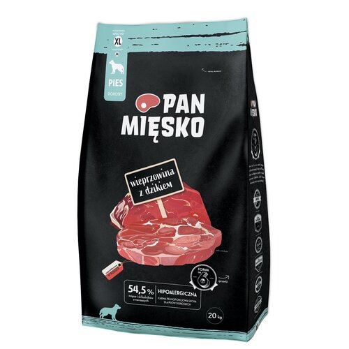 Karma dla psa PAN MIĘSKO Wieprzowina z dzikiem XL 20 kg