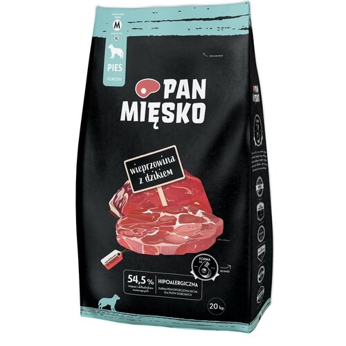 Karma dla psa PAN MIĘSKO Wieprzowina z dzikiem M 20 kg