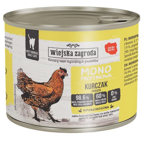 Karma dla kota WIEJSKA ZAGRODA Monobiałkowa Kurczak 200 g