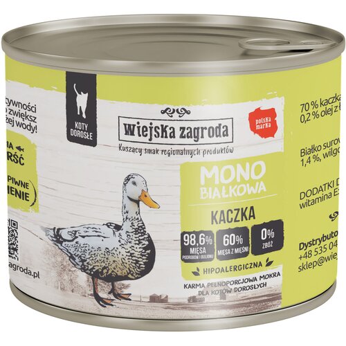 Karma dla kota WIEJSKA ZAGRODA Monobiałkowa Kaczka 200 g