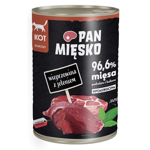 Karma dla kota PAN MIĘSKO Wieprzowina z jeleniem 400 g