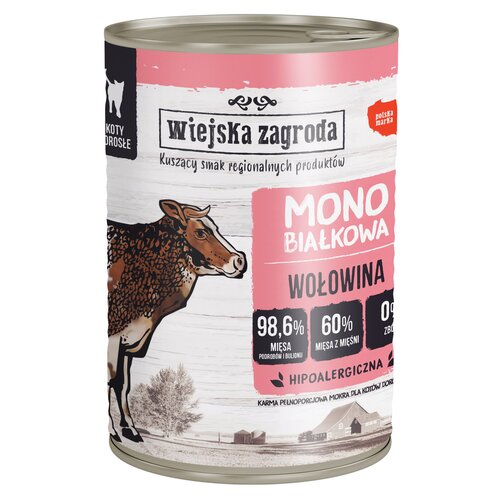 Karma dla kota WIEJSKA ZAGRODA Monobiałkowa Wołowina 400 g