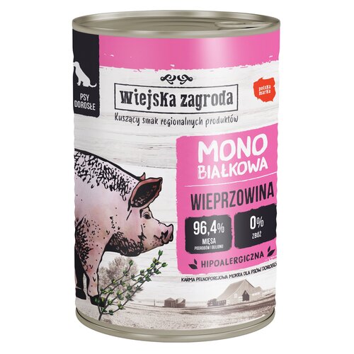 Karma dla psa WIEJSKA ZAGRODA Monobiałkowa Wieprzowina 400 g