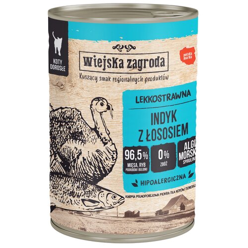 Karma dla kota WIEJSKA ZAGRODA Indyk z łososiem 400 g