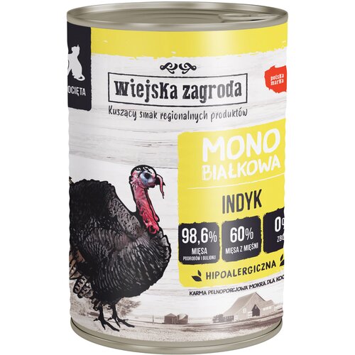 Karma dla kota WIEJSKA ZAGRODA Monobiałkowa Indyk 400 g
