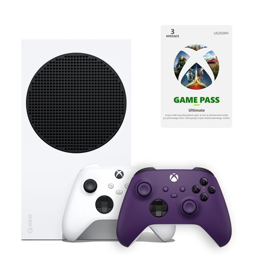 Konsola MICROSOFT XBOX Series S + 3mies Game Pass Ultimate + Kontroler MICROSOFT bezprzewodowy Xbox Astral Purple
