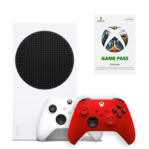 Konsola MICROSOFT XBOX Series S + 3mies Game Pass Ultimate + Kontroler MICROSOFT bezprzewodowy Xbox Pulse Red