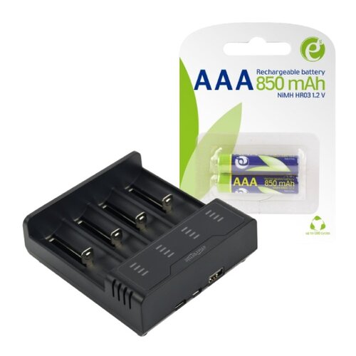 Ładowarka GEMBIRD BC-USB-02 do akumulatorów AA/AAA + Akumulatorki AAA 850 MAH GEMBIRD (2sztuki)