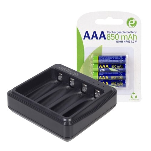 Ładowarka GEMBIRD BC-USB-03 do akumulatorów AA/AAA + Akumulatorki AAA 850 mAh GEMBIRD (4 szt.)