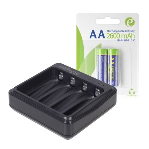 Ładowarka GEMBIRD BC-USB-03 do akumulatorów AA/AAA + Akumulatorki AA 2600 mAh GEMBIRD (2 szt.)
