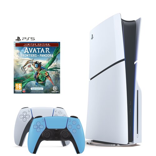 Konsola SONY PlayStation 5 Slim + Avatar: Frontiers of Pandora - Edycja Limitowana Gra PS5 + Kontroler SONY DualSense Gwiezdny Błękit