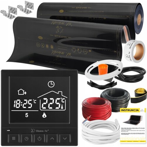 Folia grzewcza na podczerwień MISSION AIR Black Gold PTC 160W/m² (4mb x 100cm) + regulator Taurus Czarny