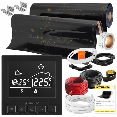 Folia grzewcza na podczerwień MISSION AIR Black Gold PTC 160W/m² (1mb x 100cm) + regulator Taurus Czarny