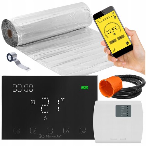 Mata grzewcza pod panele MISSION AIR MAL-160W/m² 7m² (14mb x 50cm) + regulator Gemini Czarny WiFi