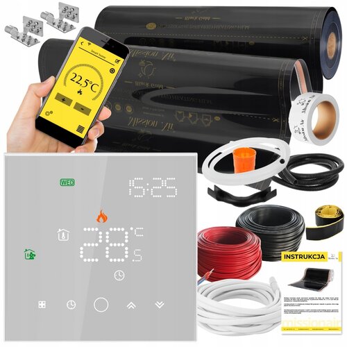 Folia grzewcza na podczerwień MISSION AIR Black Gold PTC 160W/m² (6mb x 100cm) + regulator Leo Biały WiFi