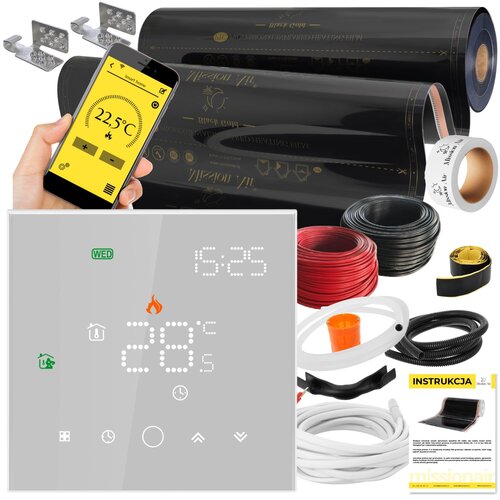 Folia grzewcza na podczerwień MISSION AIR 160 W/m2 Black Gold PTC 3,5m2 (3.5m x 100cm) + regulator Leo Biały Wi-Fi