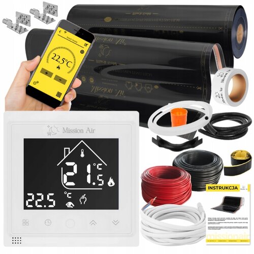 Folia grzewcza na podczerwień MISSION AIR Black Gold PTC 160W/m2 16m² szer. 100cm + regulator Libra Biały Wi-Fi