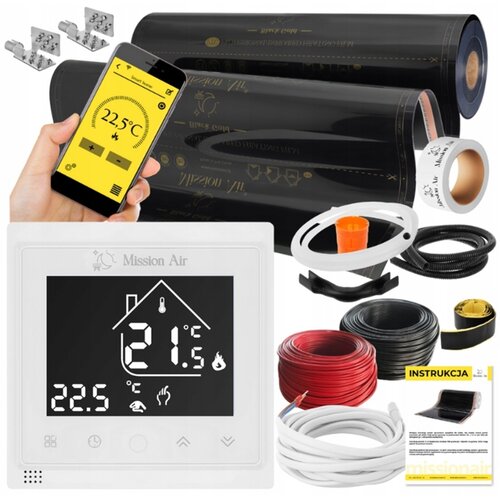 Folia grzewcza na podczerwień MISSION AIR Black Gold PTC 160W/m² (6mb x 100cm) + regulator Libra Biały WiFi