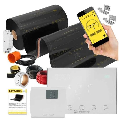 Folia grzewcza na podczerwień MISSION AIR Black Gold PTC 160W/m² 22m² szer. 50cm + regulator Gemini Biały Wi-Fi